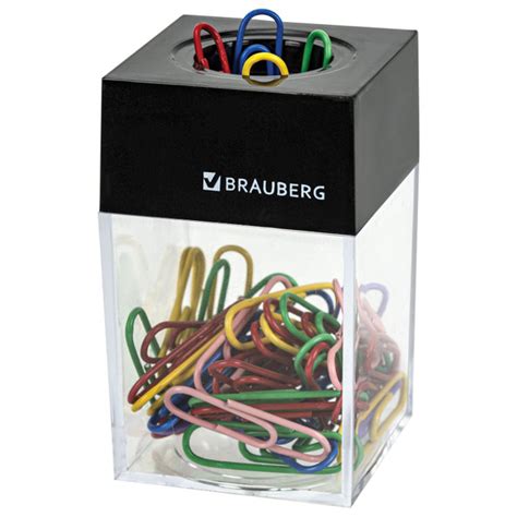 Скрепочница магнитная Brauberg 50 цветных, скрепок, 28 мм, россия (ДМ ...