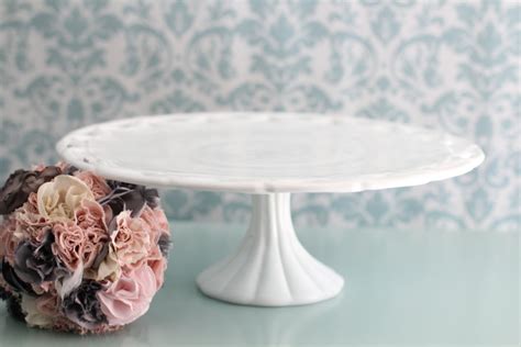 Milk Glass Cake Stand 14 Wedding Cake Pedestal For