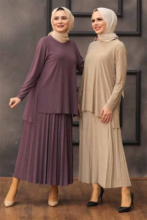 Neva Style Costume Double Hijab Beige Bej Tesetturisland