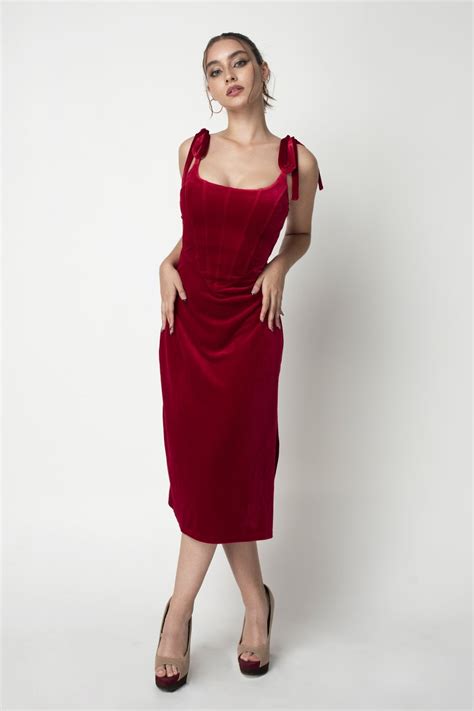 Corset Velvet Dress Women From Yumi UK