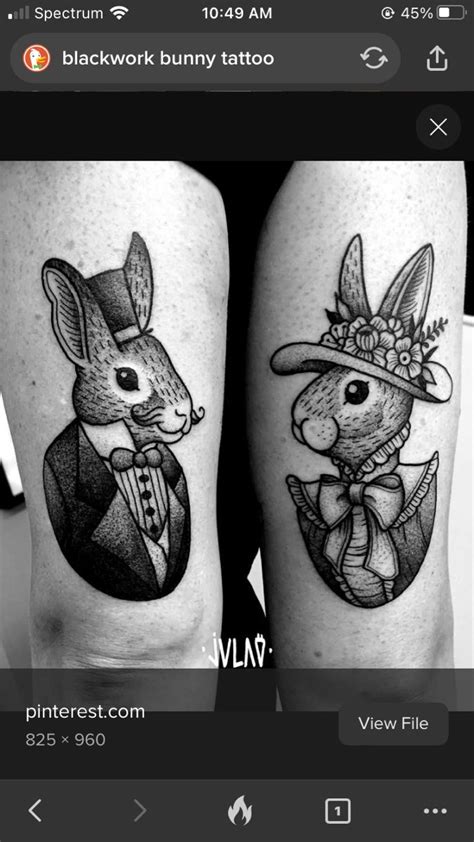 Two Rabbits Wearing Hats And Bow Ties On Their Legs