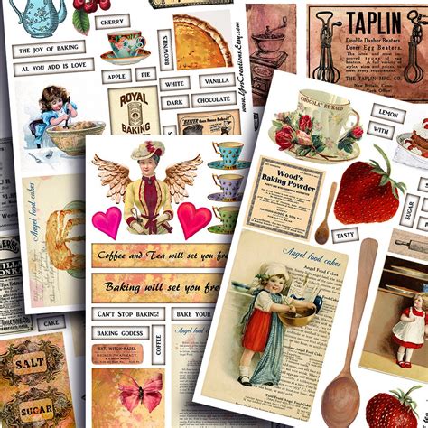 Coffee Tea & Baking DIGITAL PAPER Collage Sheets Junk - Etsy