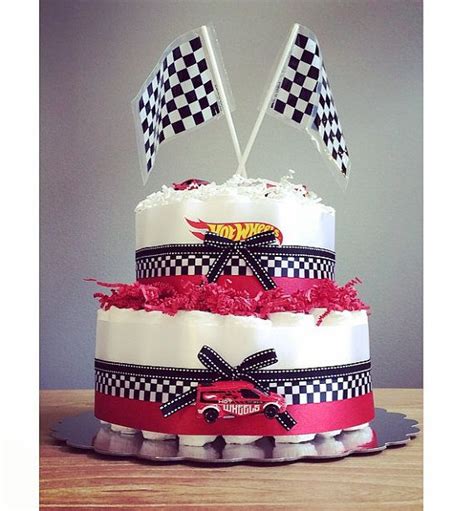 Hot Wheels Two Tier Diaper Cake With Three By Jennyknickdesigns Baby Shower Themes Baby Boy
