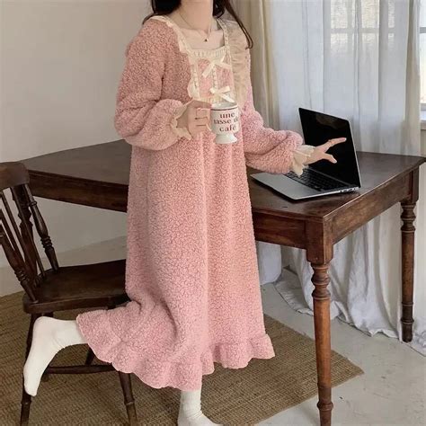 Linyooli Style Pajamas Piece Night Wear One Home Long Lace Ruffles