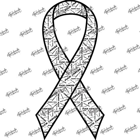 Fuck Cancer Ribbon Multidirectional Lung White Monochrome Rebel