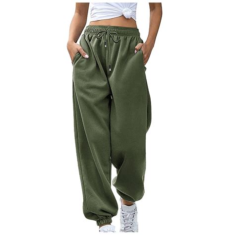 YDKZYMD Womens Sweatpants Petite With Pockets Army Green Drawstring