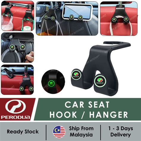 Pc Perodua Universal Luminous Car Back Seat Headrest Hook Multipurpose