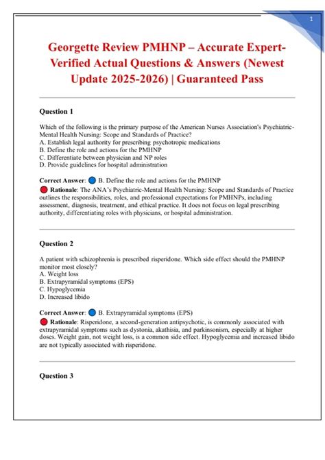 Georgette Review PMHNP – Accurate Expert-Verified Actual Questions