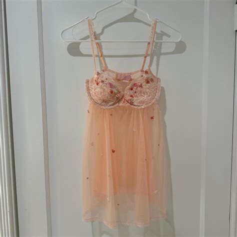 Gorgeous Vintage Pink Fairy Floral Beaded Lingerie Depop