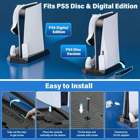 Ouabang Ps5 Stand And Cooling Station With Dual Controller Charging