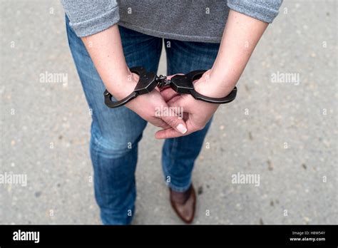 Photo Of Women Handcuffed Criminal Police Stock Photo Alamy