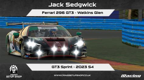 IRacing 23S4 Ferrari 296 GT3 GT3 Sprint Watkins Glen Jak