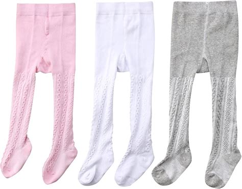 jsadfojas Lot de 3 paires de collants en coton pour bébé fille de 0 à