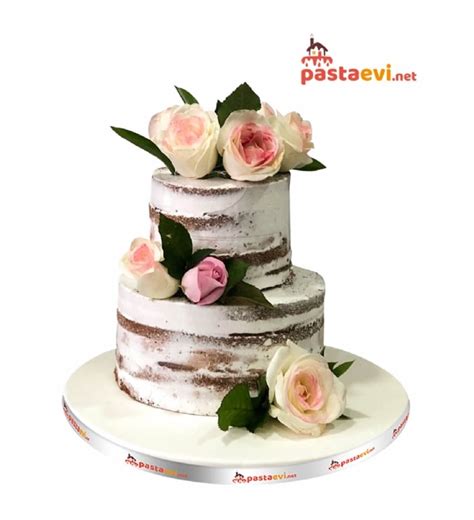 Güllü Naked Cake Doğum Günü Pastası Modelleri Online Doğum Günü