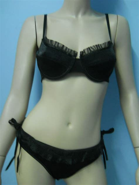 FASHION CARE 2U L296 Sexy Black Fashion Bikini Lingerie Nightwear Bra 3 Pcs Set