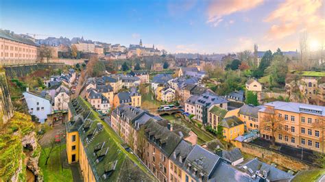 Skyline Of Old Town Luxembourg City From Top View Stock Photo