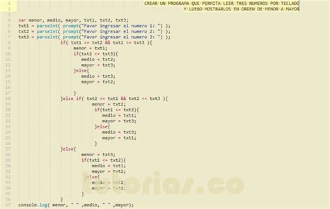 Sentencia If Else Javascript Ordenar Tres Numeros Leidos Tutorias Co