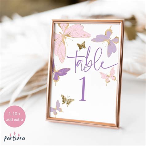 Butterfly Party Table Numbers Printable Teen Girls Birthday Etsy