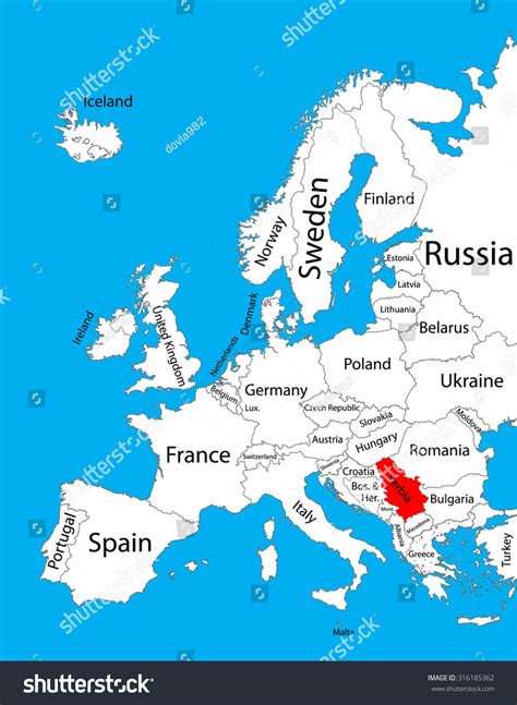Vektor Stok Serbia Vector Map Europe Vector Map (Tanpa Royalti ...