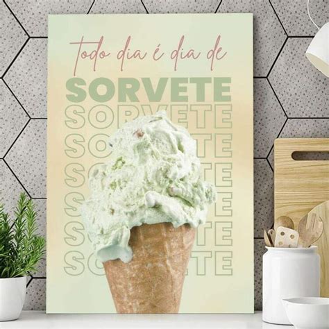 Quadro Decorativo para Sorveteria Todo Dia é Dia de Sorvete Fran