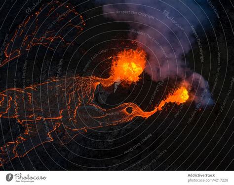 Fagradalsfjall volcano erupting in Iceland - a Royalty Free Stock Photo ...