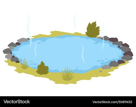 Japanese Outdoor Onsen Pool With Hot Spring Water Vector Image