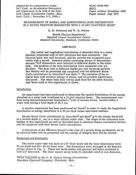 SOLUTION Measurement Of Radial And Longitudinal Dose Distribution In A