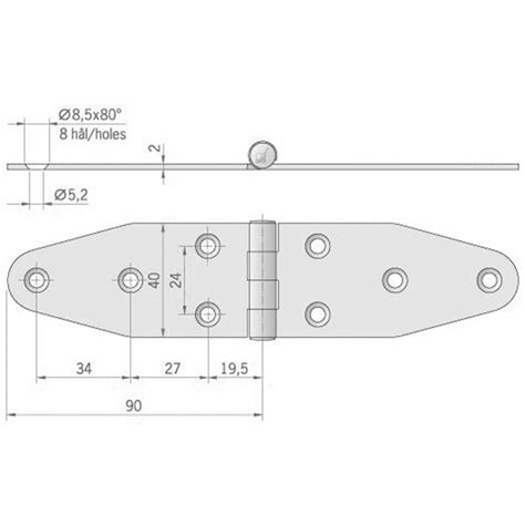 CERNIERA MM 180X40 Materiale AISI 316 Modello STANDARD Dimensioni 180X40 MM