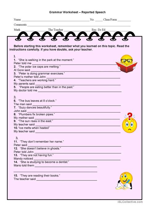 Reported Speech English Esl Worksheets Pdf And Doc