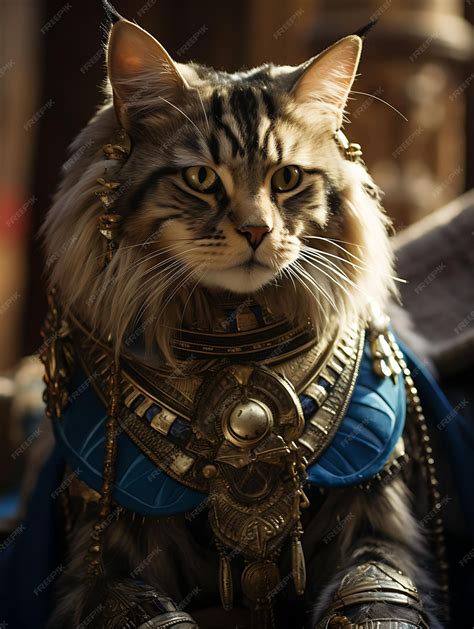 Premium Photo | Portrait of Majestic Cat Maine Coon Pirate Pharaoh
