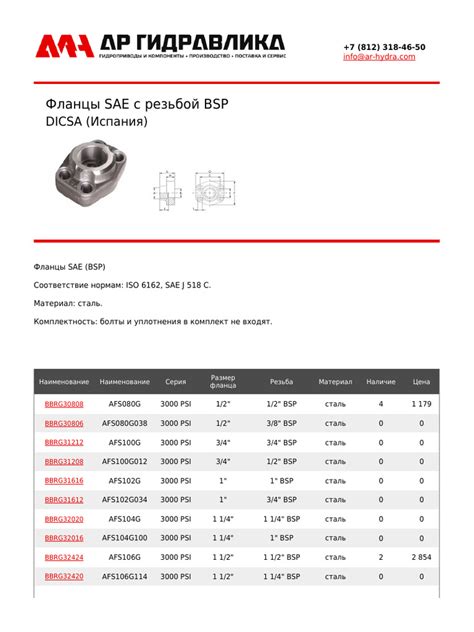 Фланцы SAE с резьбой BSP | PDF