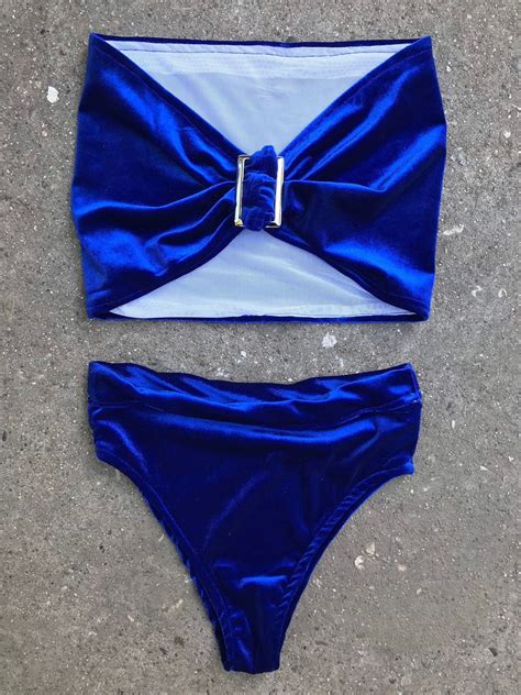 Velvet 2 Set Bikini Beachwear Show Costumes Festival Fashion Velvet Set High Waist Bottom
