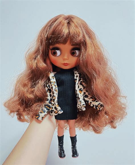 Blythe Doll Nude Brown Long Hair Black Skin Matte Face Makeup Joint Body Ebay