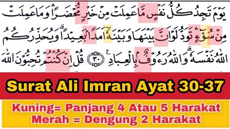 Tadarus Surat Ali Imran Ayat Ada Warna Tanda Panjang Dengung