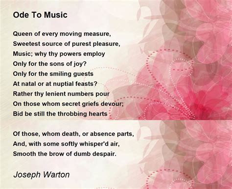 Ode To Music Poem By Joseph Warton Poem Hunter