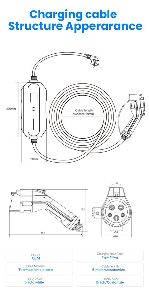 type portable ev charger current switching  electric car charger