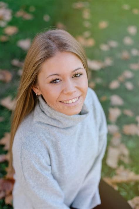 Pretty Blonde Girl At Autumn Stock Photo Image Of Lifestyle Adult