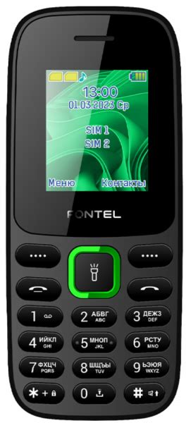 Мобильный телефон Fontel FP200 DS Черно-зеленый: купить по цене 790 ...