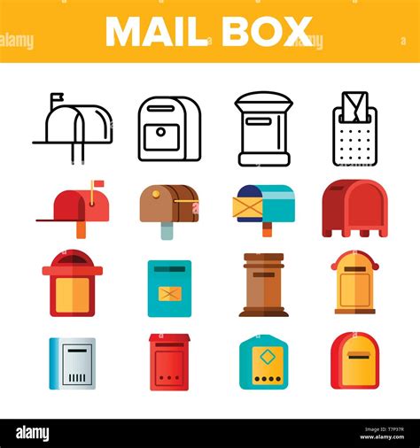 Briefkasten Post Linear Und Vector Icons Einstellen Mailboxen Briefe