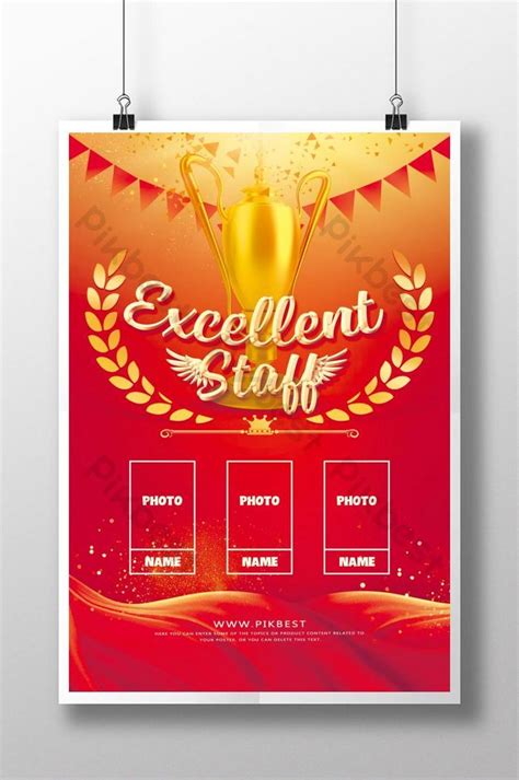 red excellent employee recognition poster psd   pikbest