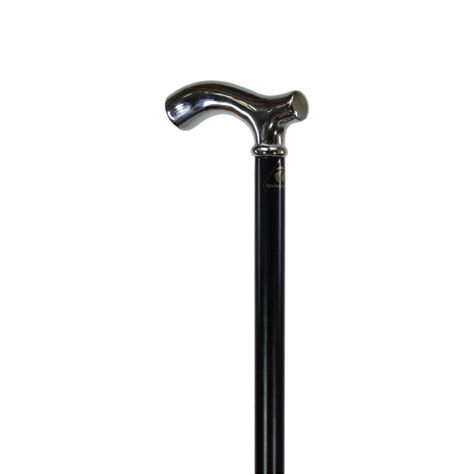 Chrome Plated Fritz Handle Black Cane Walkingsticks Co Uk