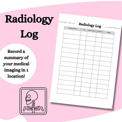Radiology Log, Digital Downloads, Medical Imaging, Radiology Tracker, X