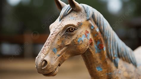 Statue Of A Horse With A Paint Job Background, Clay Horse, Hd Photography Photo Background Image ...