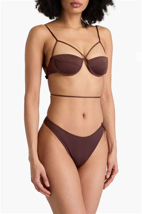 JACQUEMUS Le Bas De Maillot Signatu Embellished Mid Rise Bikini Briefs THE OUTNET