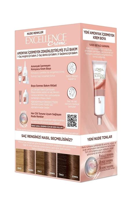 LOréal Paris Excellence Creme Nude Renkler Saç Boyası 6U Nude Koyu Kumral Negoria