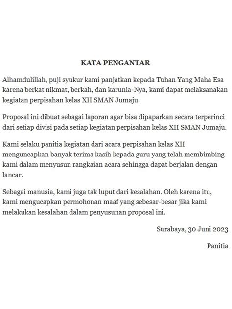 Contoh Kata Pengantar Proposal Lengkap Dengan Strukturnya