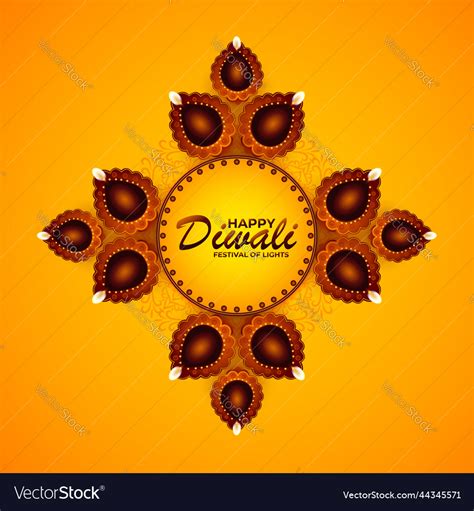 Happy diwali day of festival rangoli with diyas Vector Image