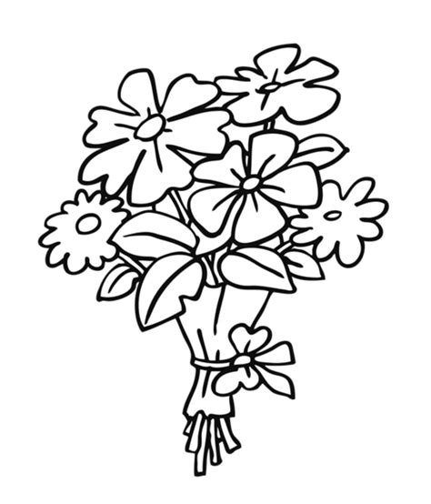 Bos Bloemen Met Eenvoudige Bloemen Kleurplaat Kinderen Kleurplaat