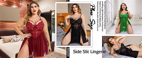 Avidlove Plus Size Lingerie Lace Babydoll Womens Strap Chemise Nightgown V Neck Nighty Mesh