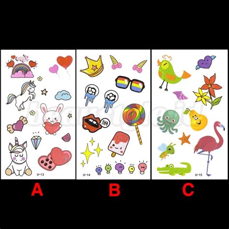 Jual U A Korean Colorful Cute Tattoo Temporary Waterproof Sticker Tato